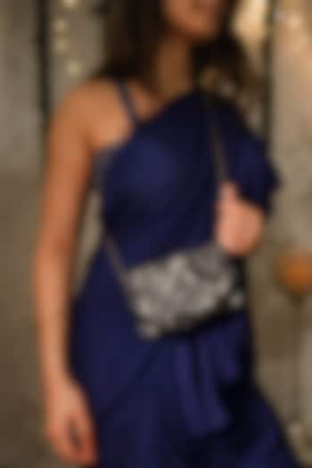 Black Chantilly Crystal Embroidered Belt Bag by House of Vian at Pernia's Pop Up Shop