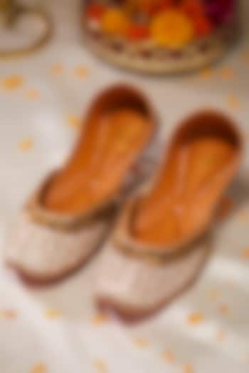 Gold Silk Zari Embroidered Juttis by House of Vian at Pernia's Pop Up Shop