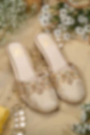Gold Brocade Fabric Sequins Embroidered Heels by House of Vian at Pernia's Pop Up Shop