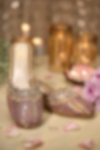 Mauve Brocade Fabric Sequins Embroidered Heels by House of Vian at Pernia's Pop Up Shop