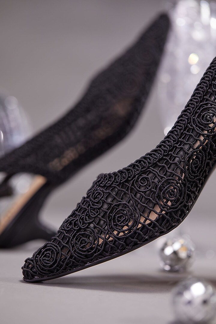 Black Faux Leather Slingback Pump by House of Vian at Pernia's Pop Up Shop