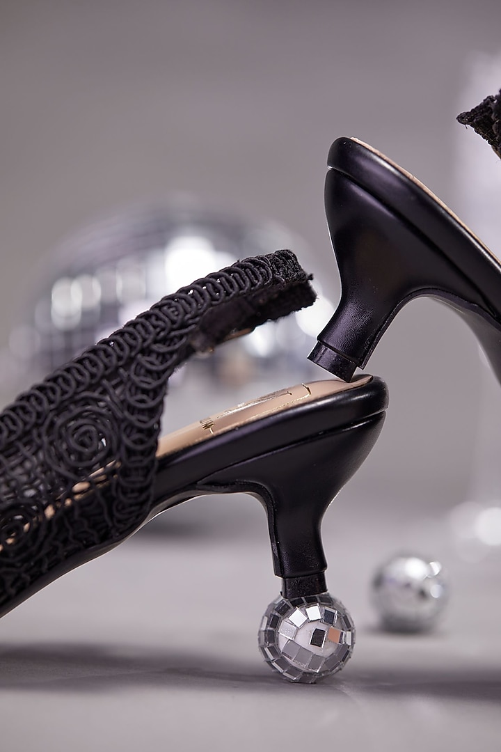 Black Faux Leather Slingback Pump by House of Vian at Pernia's Pop Up Shop