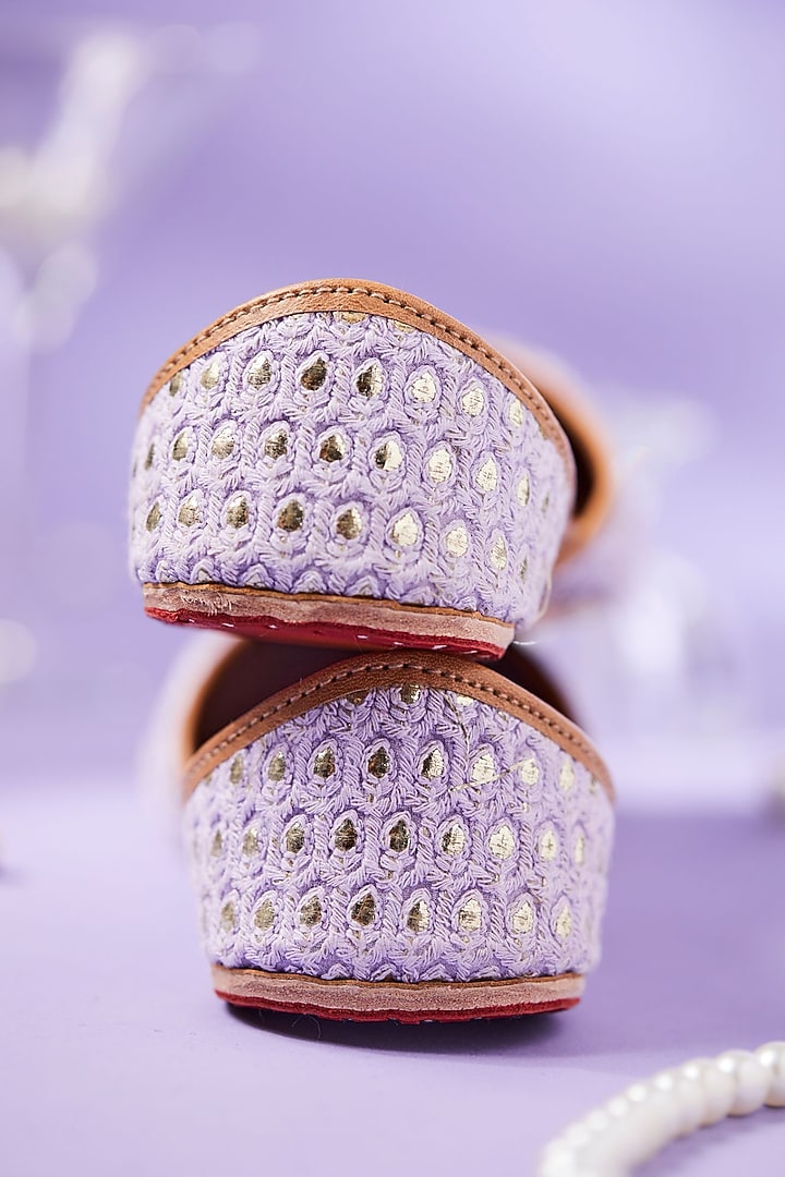 Purple Silk Sequins Embroidered Juttis by House of Vian at Pernia's Pop Up Shop