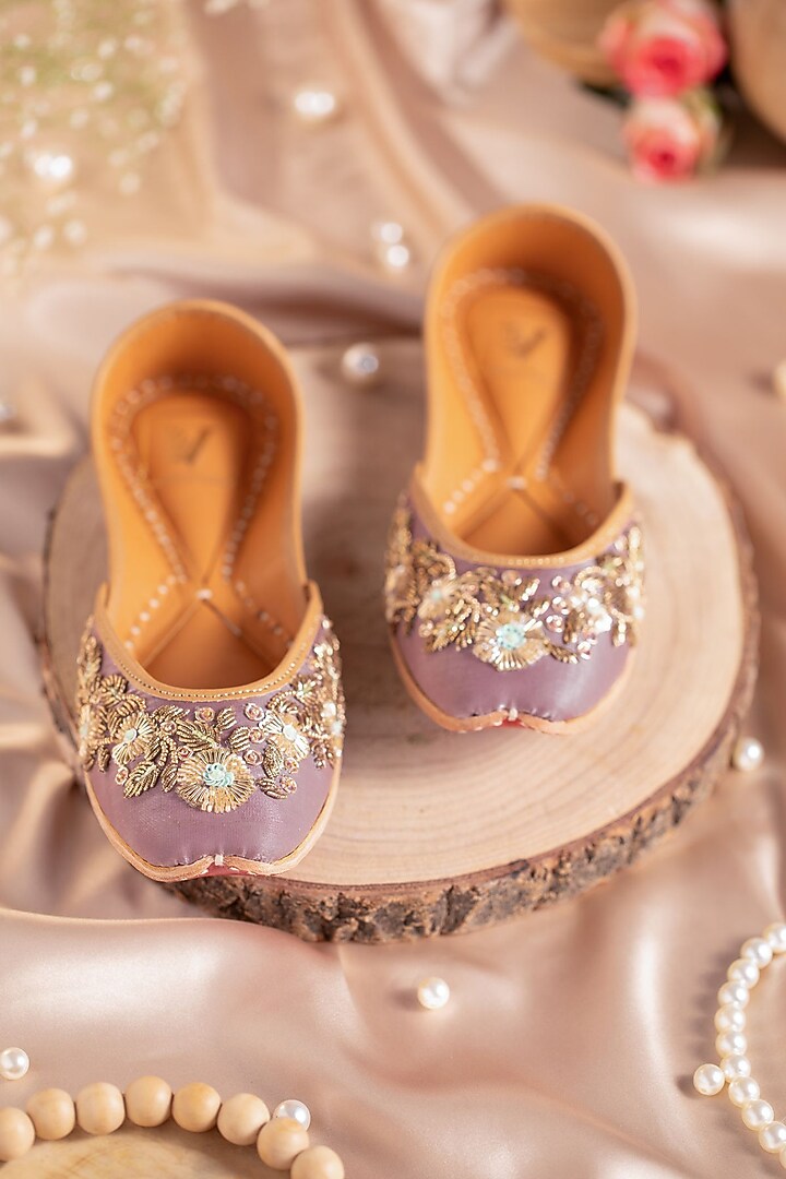 Purple Tissue Silk Nakshi Embroidered Juttis by House of Vian at Pernia's Pop Up Shop