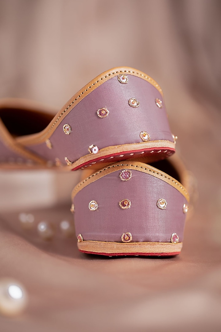 Purple Tissue Silk Nakshi Embroidered Juttis by House of Vian at Pernia's Pop Up Shop