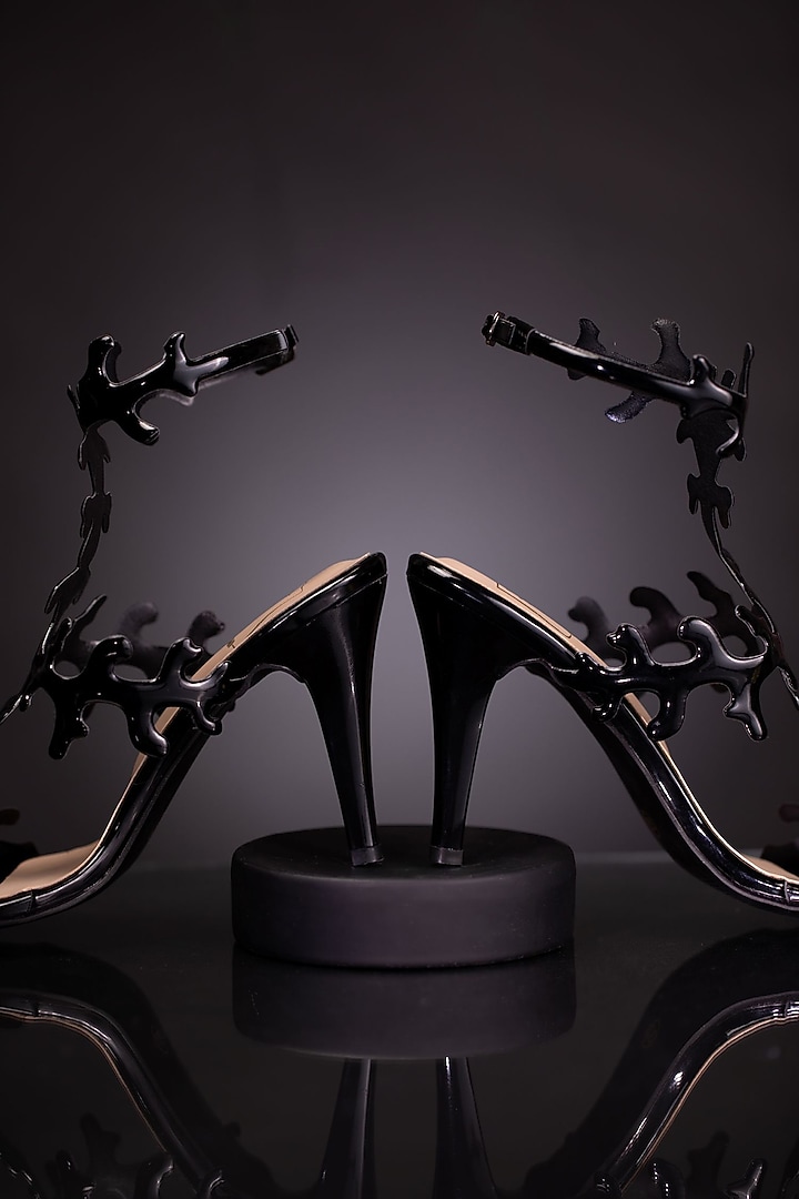 Black Faux Leather Heels by House of Vian at Pernia's Pop Up Shop