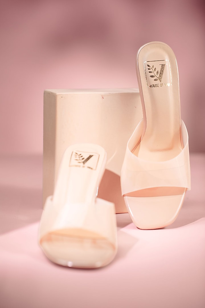 Pink Faux Leather Crystal Heels by House of Vian at Pernia's Pop Up Shop