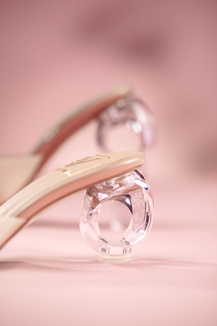 Pink Faux Leather Crystal Heels by House of Vian at Pernia's Pop Up Shop