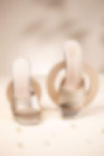 Gold Faux Leather Embossed Heels by House of Vian at Pernia's Pop Up Shop
