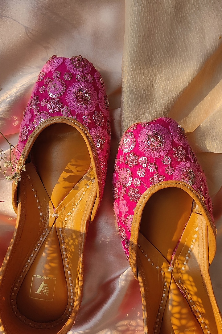 Pink Embroidered Juttis by House of Vian