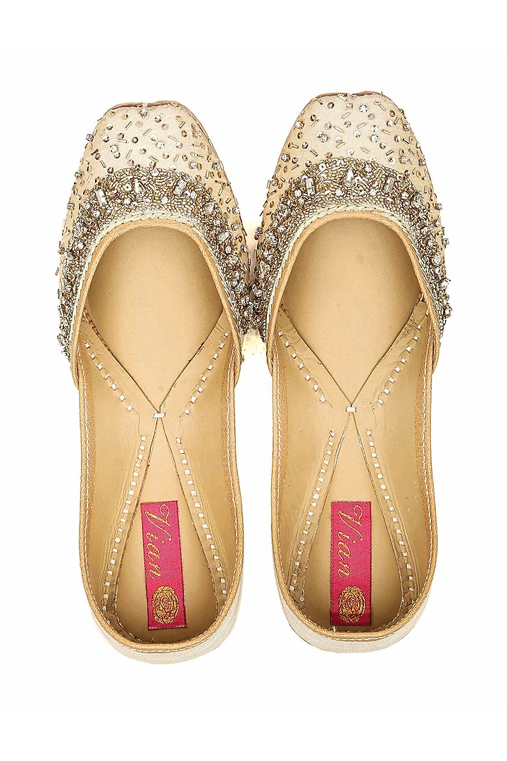 Gold Embroidered Juttis by House of Vian at Pernia's Pop Up Shop