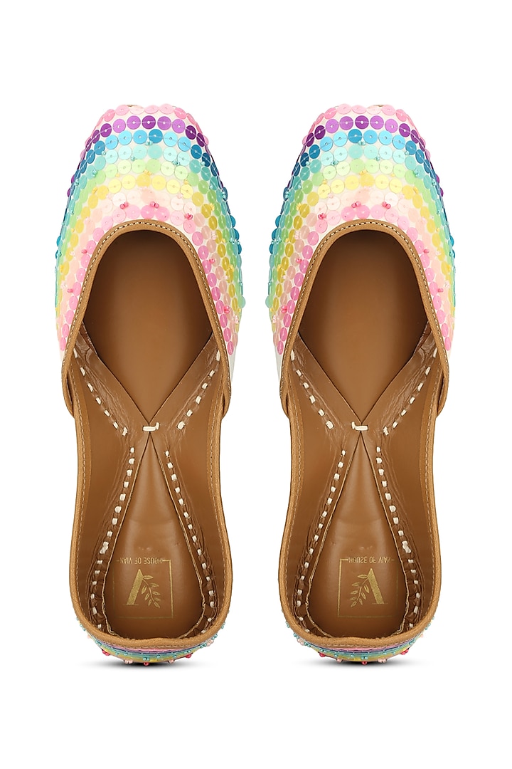 Multi-Colored Embroidered Juttis by House of Vian