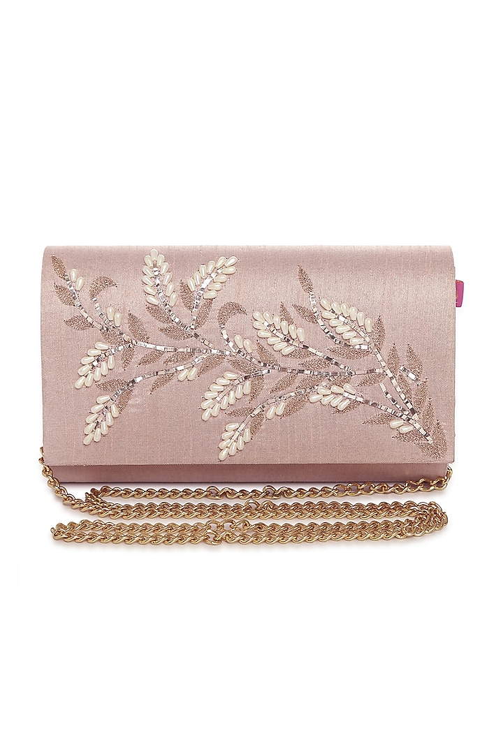 Pink Hand Embroidered Clutch by House of Vian