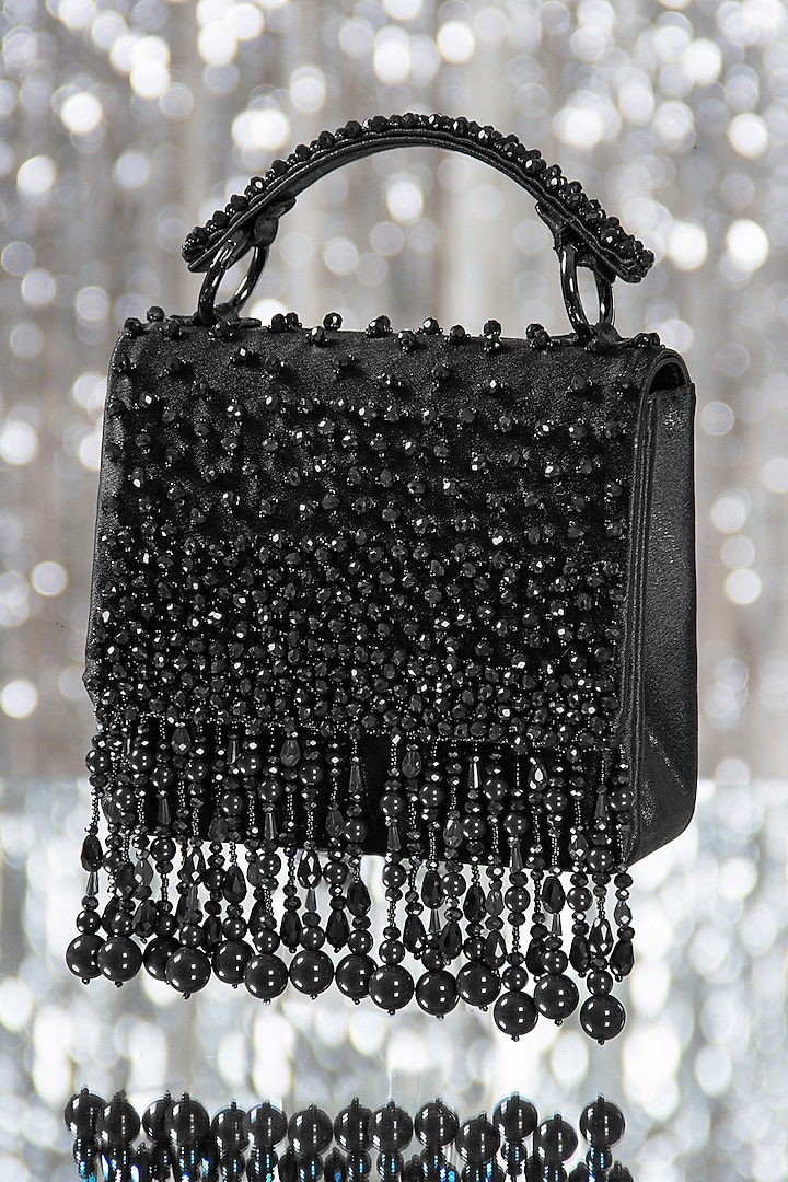 Black Embroidered Clutch by House of Vian