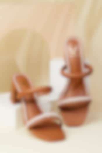 Brown Faux Leather Heels by House of Vian at Pernia's Pop Up Shop