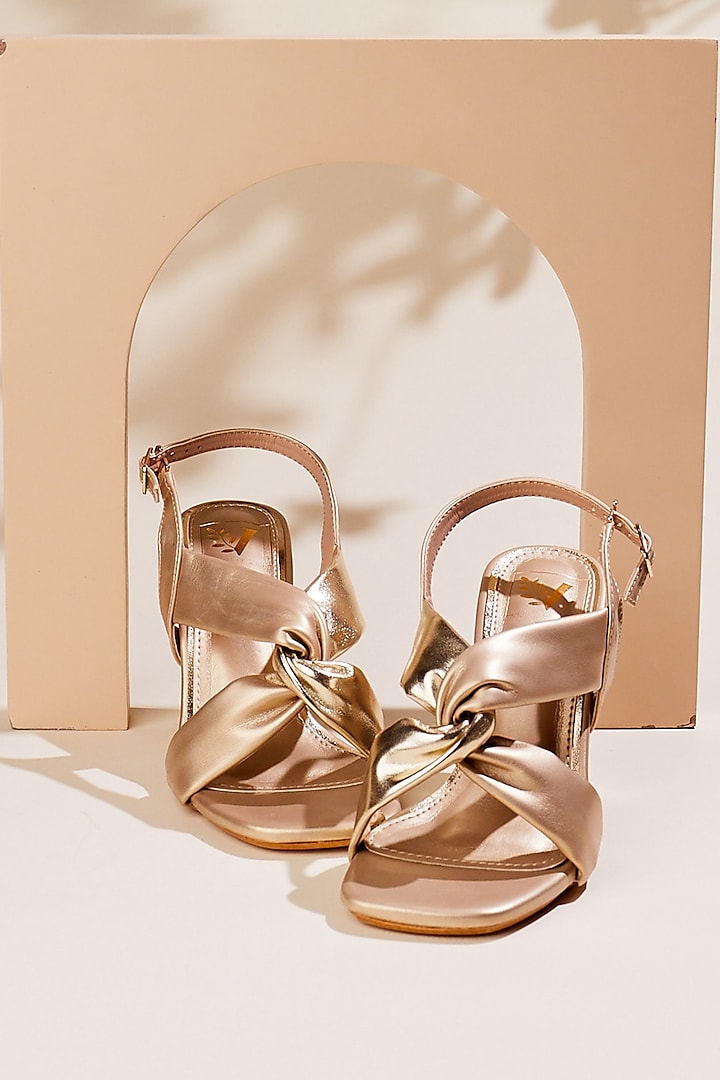 Gold Faux Leather Heels by House of Vian