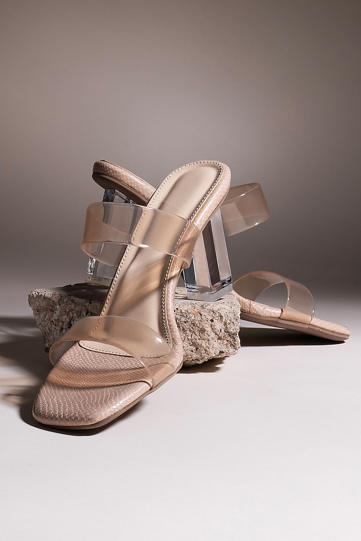 Beige Faux Leather Heels by House of Vian