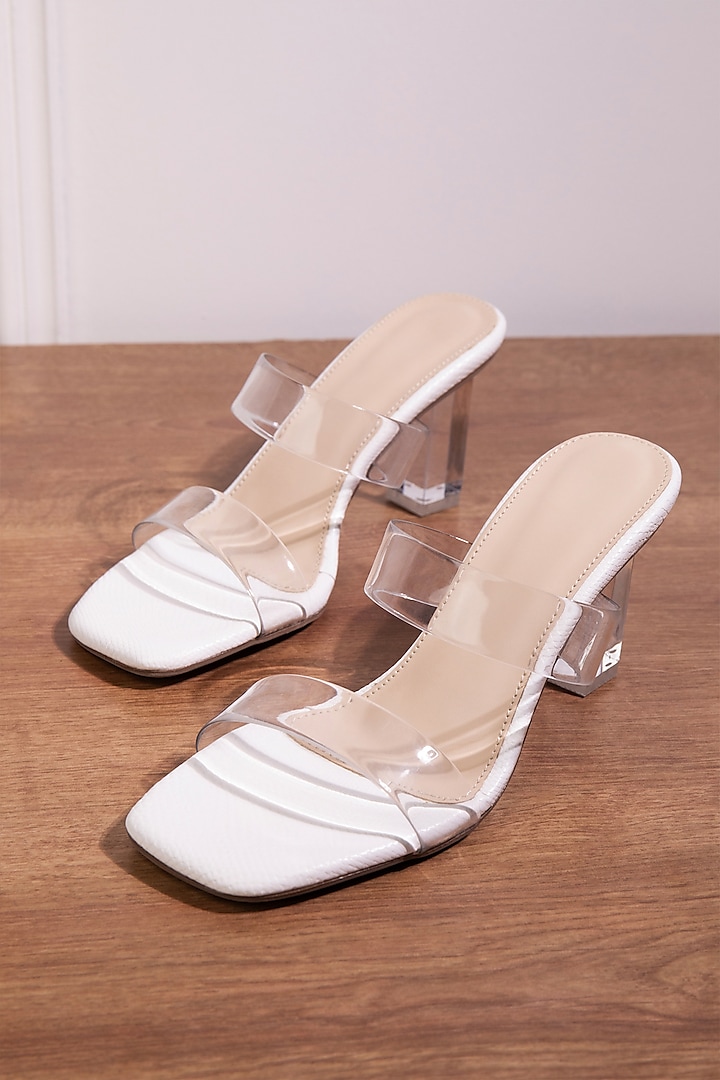 White Faux Leather Heels by House of Vian at Pernia's Pop Up Shop