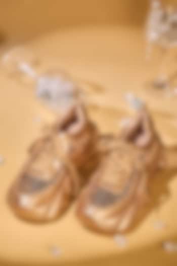 Rose Gold Faux Leather Sequin Embroidered Sneakers by House of Vian at Pernia's Pop Up Shop