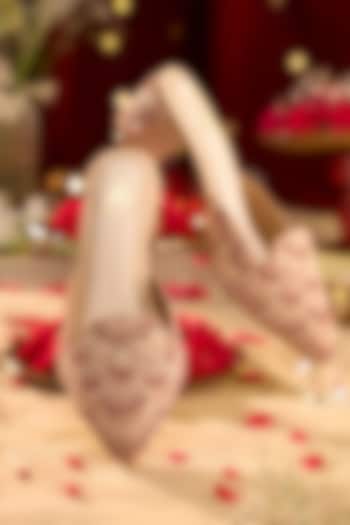Pink Shimmer Georgette Resham Embroidered Heels by House of Vian at Pernia's Pop Up Shop