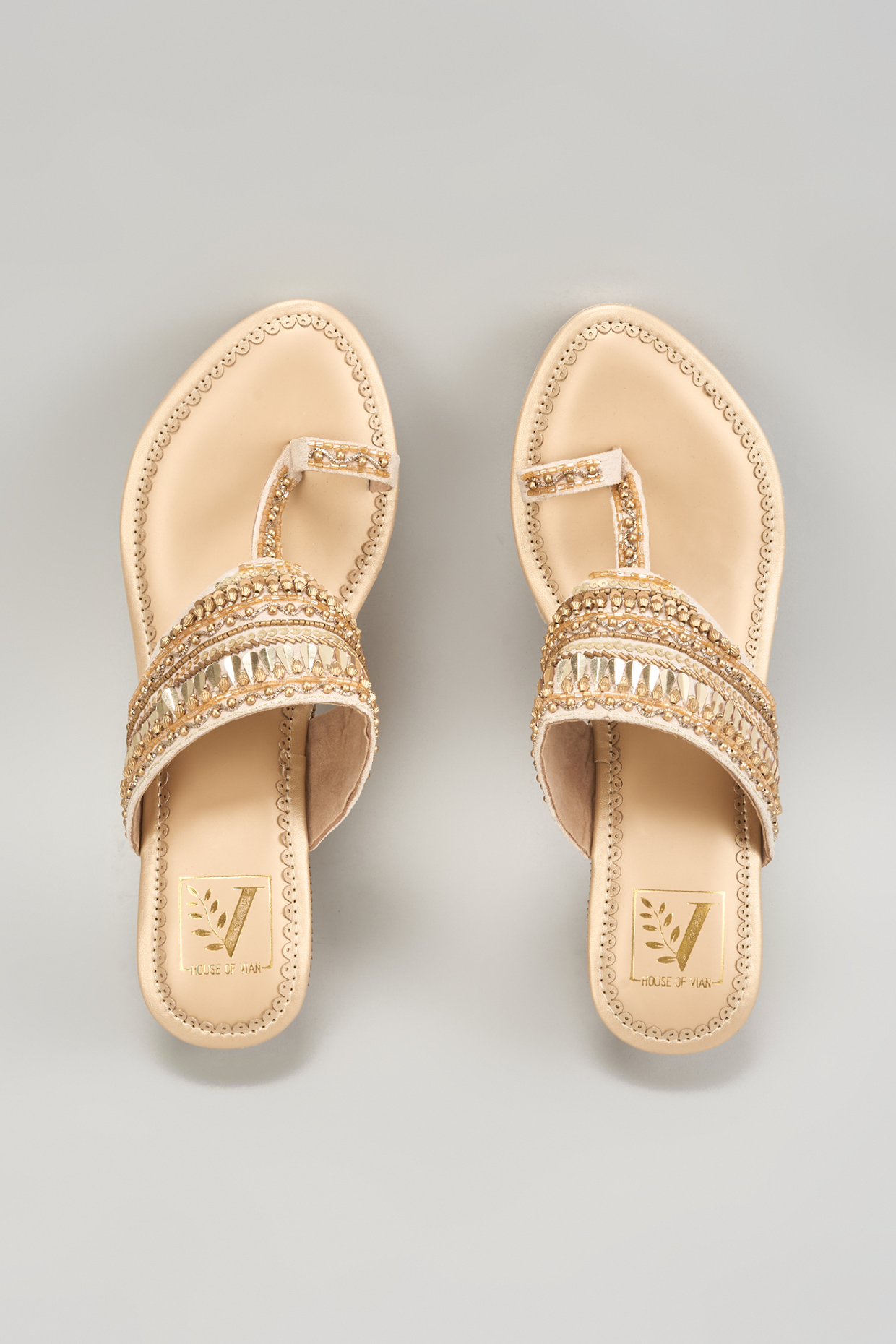 Golden Silk Dupion Embellished Wedges by House of Vian at Pernia's Pop Up Shop