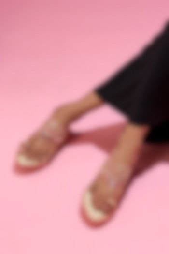 Pink Dupion Silk Embelished Wedges by House of Vian at Pernia's Pop Up Shop