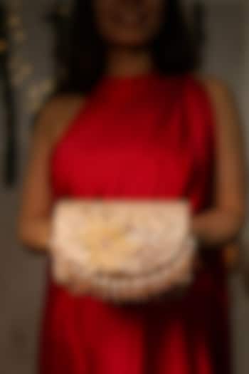 Gold Chantilly Floral Embroidered Clutch Bag by House of Vian at Pernia's Pop Up Shop