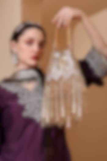 Gold Silk Mirror & Cutdana Hand Embellished Potli by House of Webhin at Pernia's Pop Up Shop