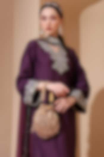 Gold Suede Sequins Hand Embellished Potli by House of Webhin at Pernia's Pop Up Shop