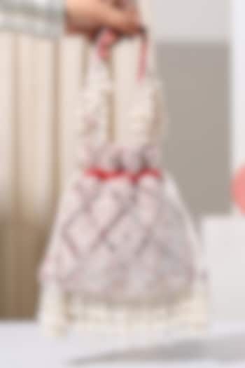 Red Velvet Hand Embroidered Potli by House of Webhin at Pernia's Pop Up Shop