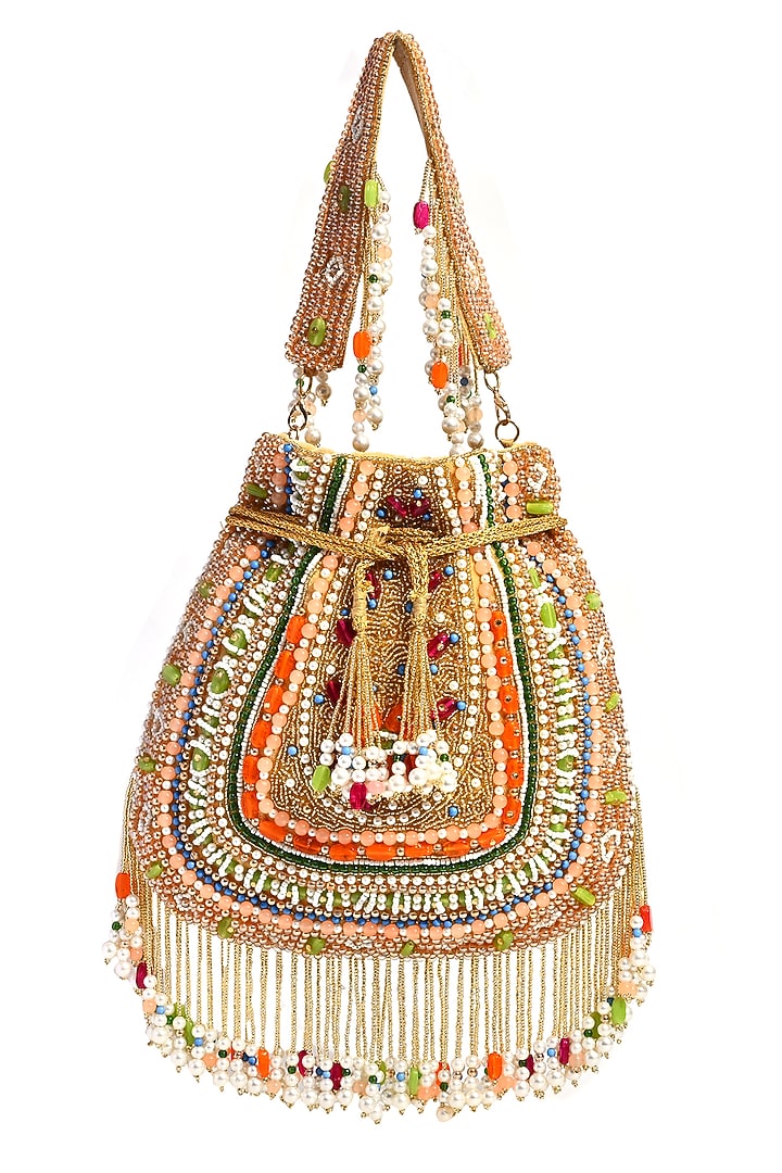 Multi-Colored Velvet Embellished Potli by House of Webhin at Pernia's Pop Up Shop