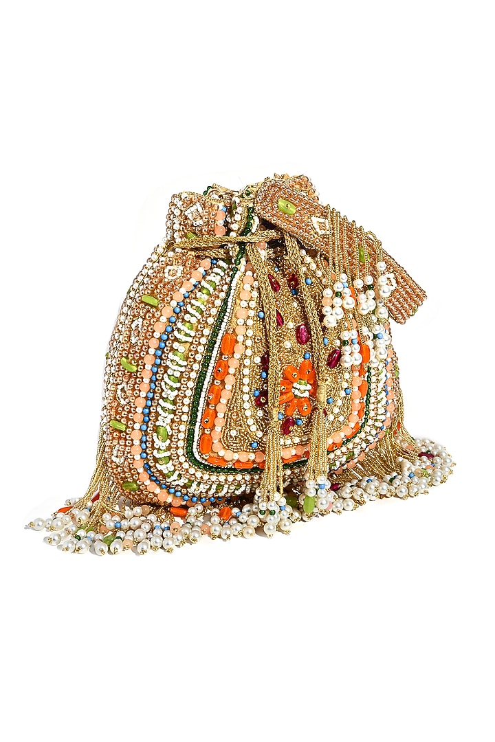 Multi-Colored Velvet Embellished Potli by House of Webhin at Pernia's Pop Up Shop