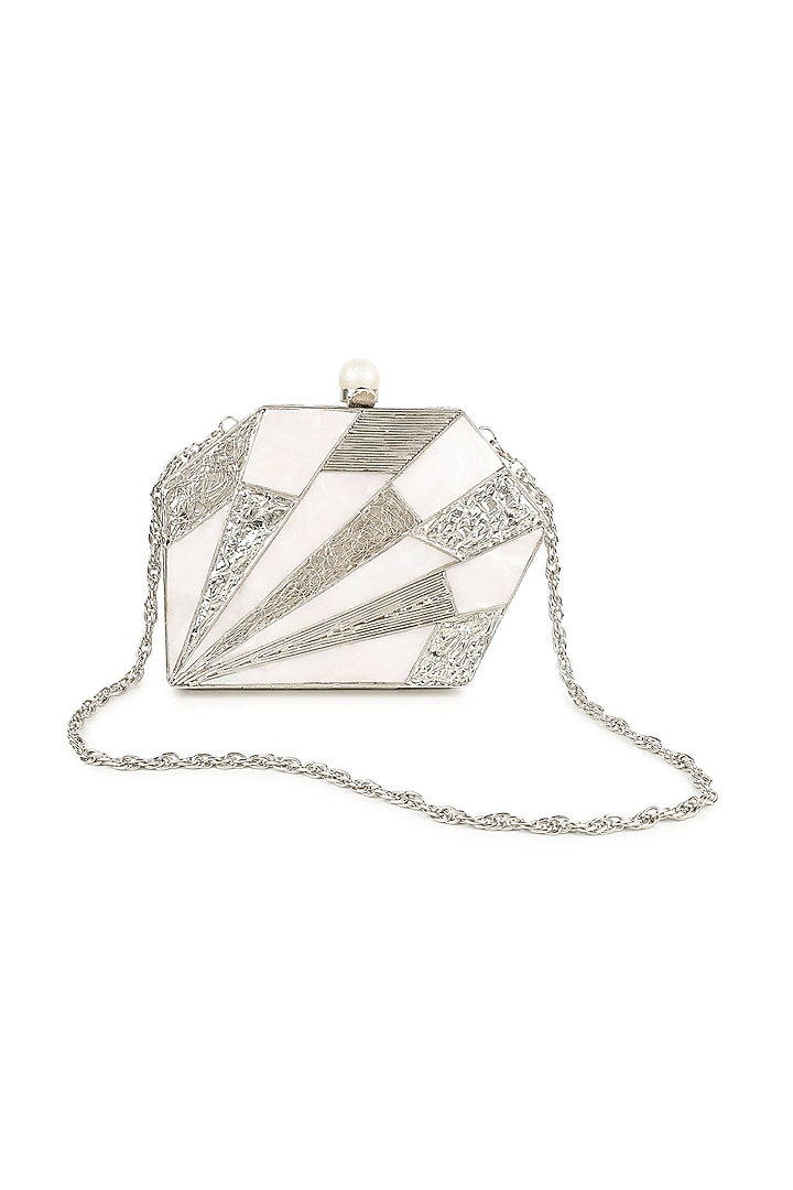 Silver Brass & Mother Of Pearl Clutch by House of Webhin at Pernia's Pop Up Shop