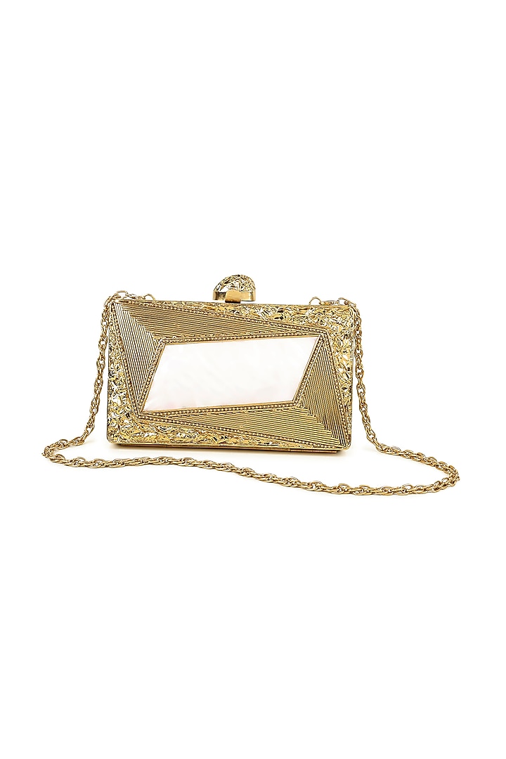 Gold Brass & Mother Of Pearl Sheet Clutch by House of Webhin at Pernia's Pop Up Shop
