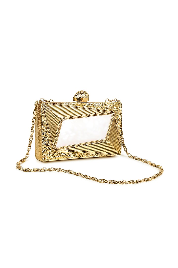 Gold Brass & Mother Of Pearl Sheet Clutch by House of Webhin at Pernia's Pop Up Shop