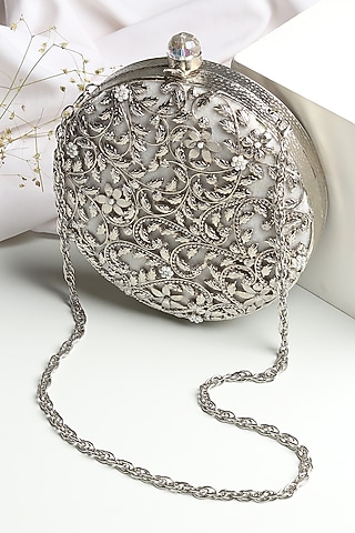 Silver Brass & Pearl Clutch by House of Webhin