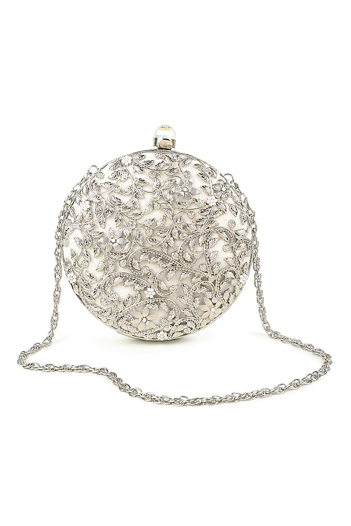 Silver Brass & Pearl Clutch by House of Webhin at Pernia's Pop Up Shop
