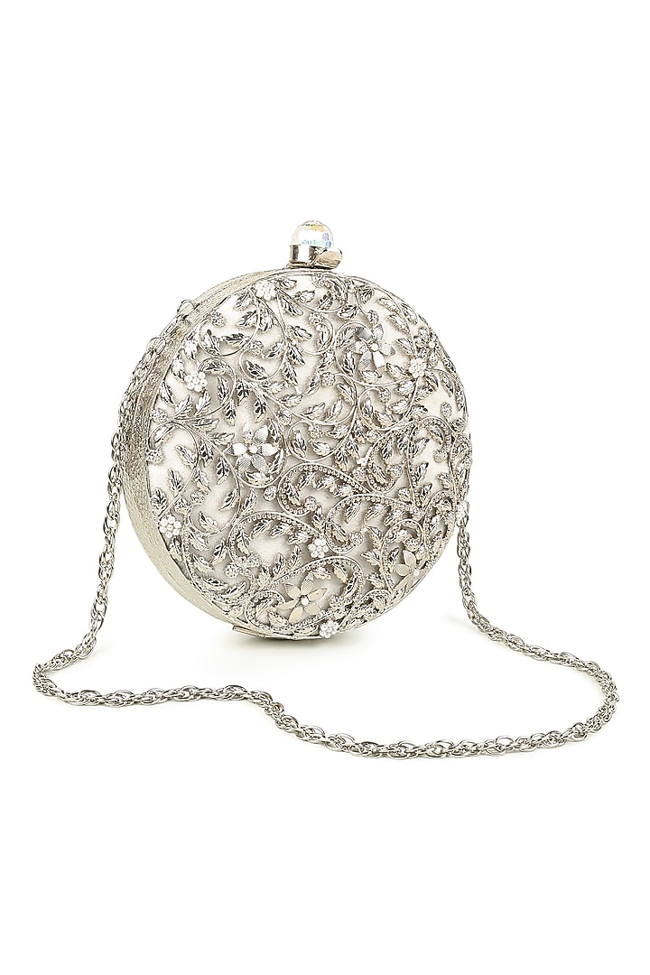 Silver Brass & Pearl Clutch by House of Webhin at Pernia's Pop Up Shop