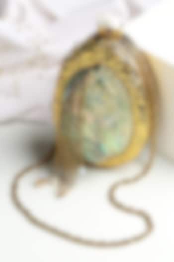 Gold Brass & Mother Of Pearl Oval-Shaped Clutch by House of Webhin at Pernia's Pop Up Shop