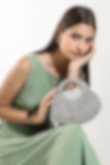 Silver Macrame Rhinestone Cord Beaded Clutch by House of Webhin at Pernia's Pop Up Shop