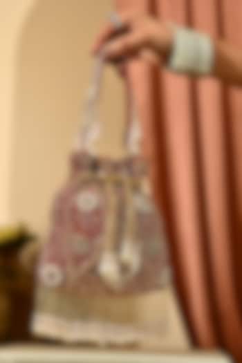 Red Velvet Cutdana Embellished Potli by House of Webhin at Pernia's Pop Up Shop