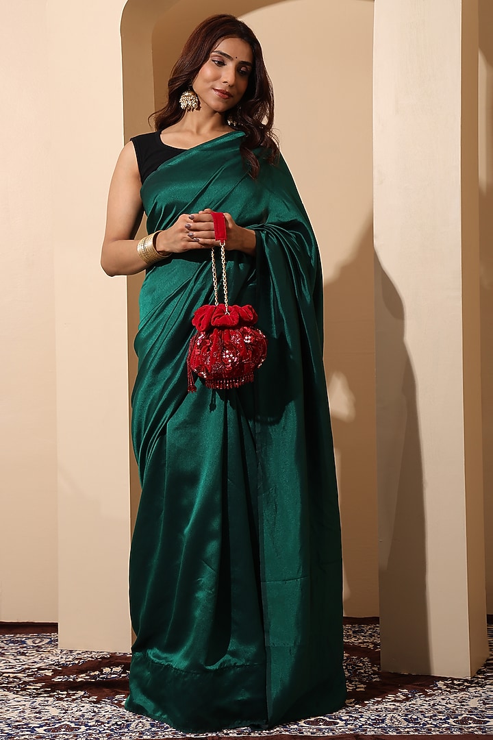 Kumkum Red Velvet Sequin Embellished Potli Bag by House of Webhin at Pernia's Pop Up Shop