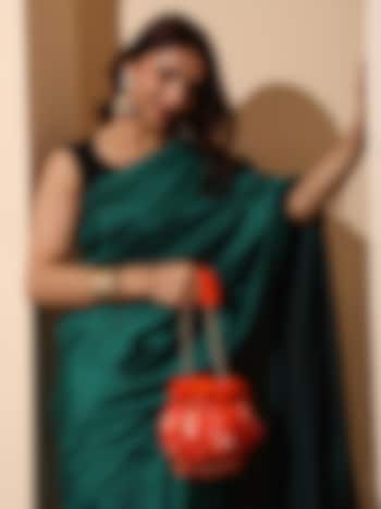 Orange Velvet Sequin Embellished Potli Bag by House of Webhin at Pernia's Pop Up Shop