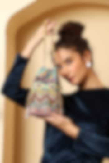 Multi-Colored Silk Bead Embroidered Potli Bag by House of Webhin at Pernia's Pop Up Shop