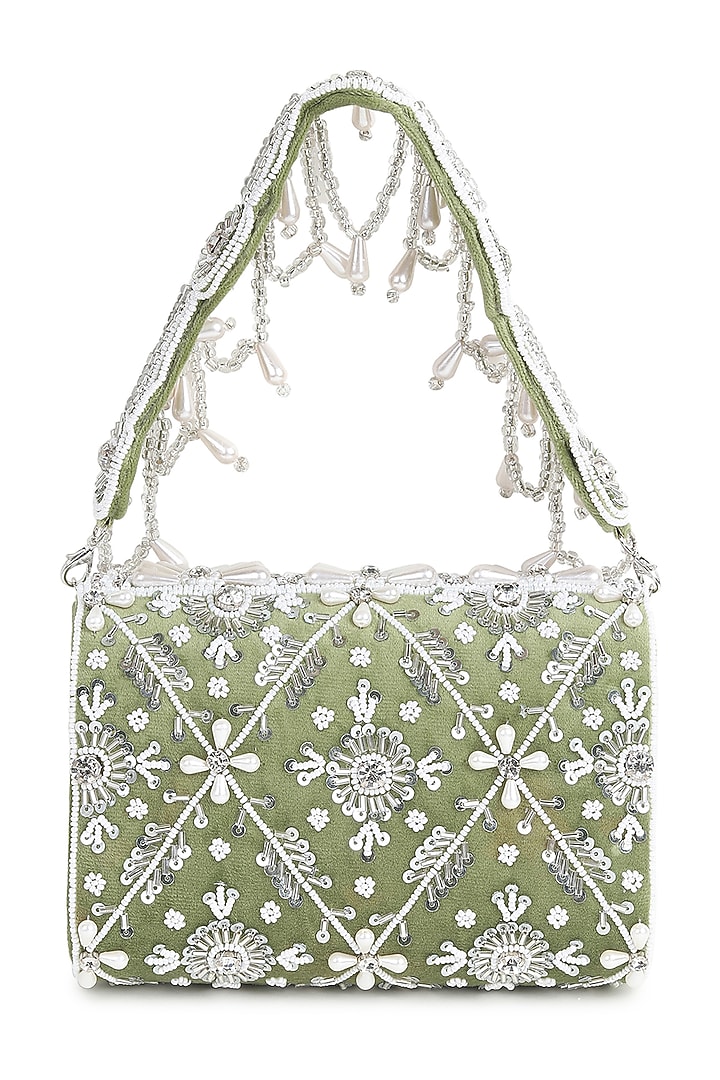 Green Premium Suede Flap Bag by House of Webhin at Pernia's Pop Up Shop