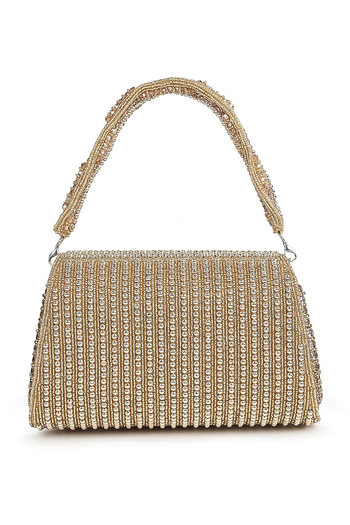 Gold Suede Flap Bag by House of Webhin at Pernia's Pop Up Shop