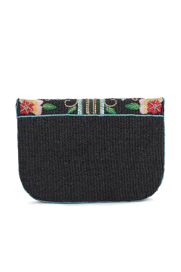 Black Silk Butterfly Beaded Envelope Bag by House of Webhin at Pernia's Pop Up Shop