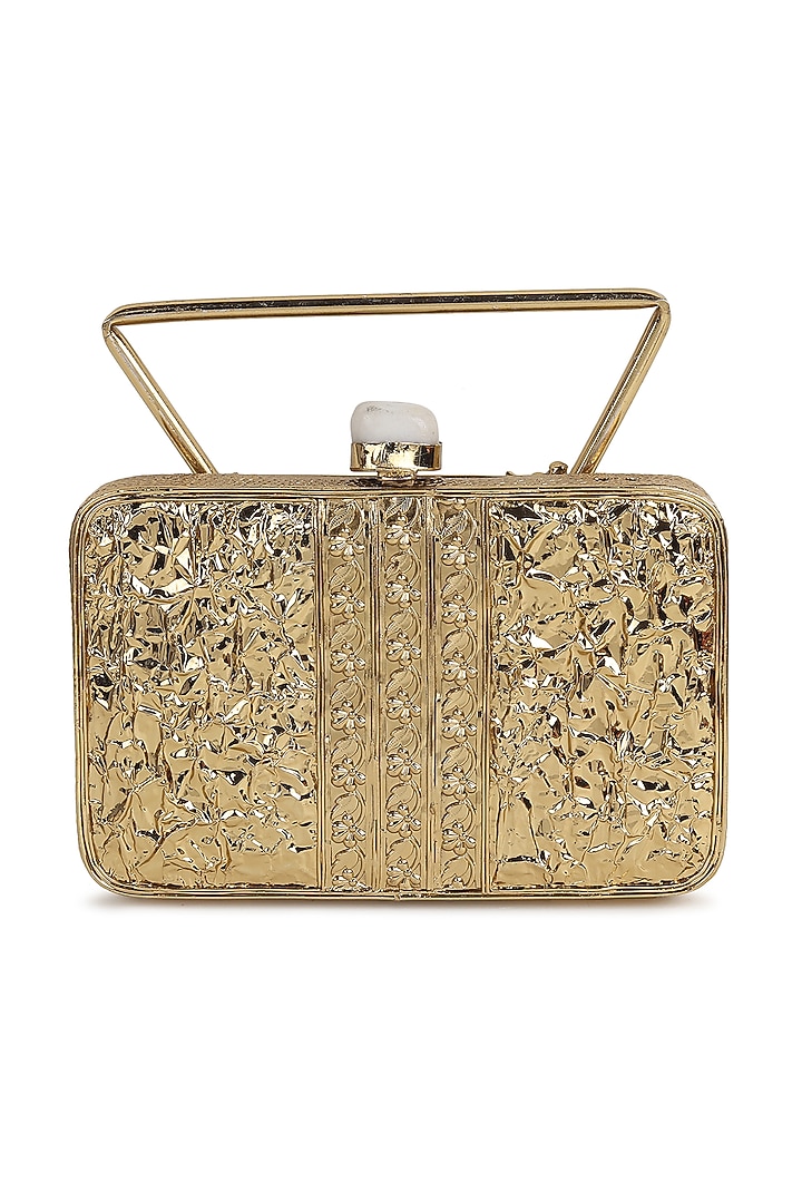 Gold Brass Metal Mother Of Pearl Clutch by House of Webhin at Pernia's Pop Up Shop