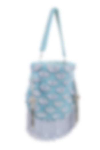 Baby Blue Silk Pearl Embroidered Potli by House of Webhin at Pernia's Pop Up Shop