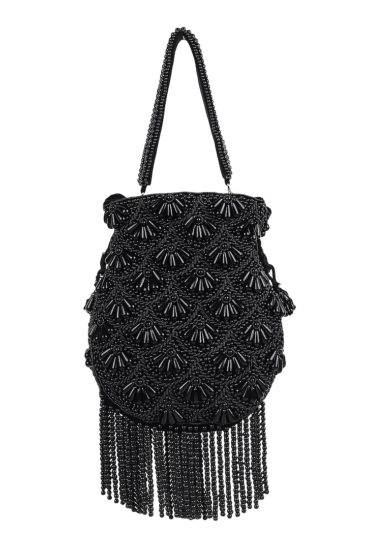 Black Velvet Pearl Work Potli by House of Webhin at Pernia's Pop Up Shop